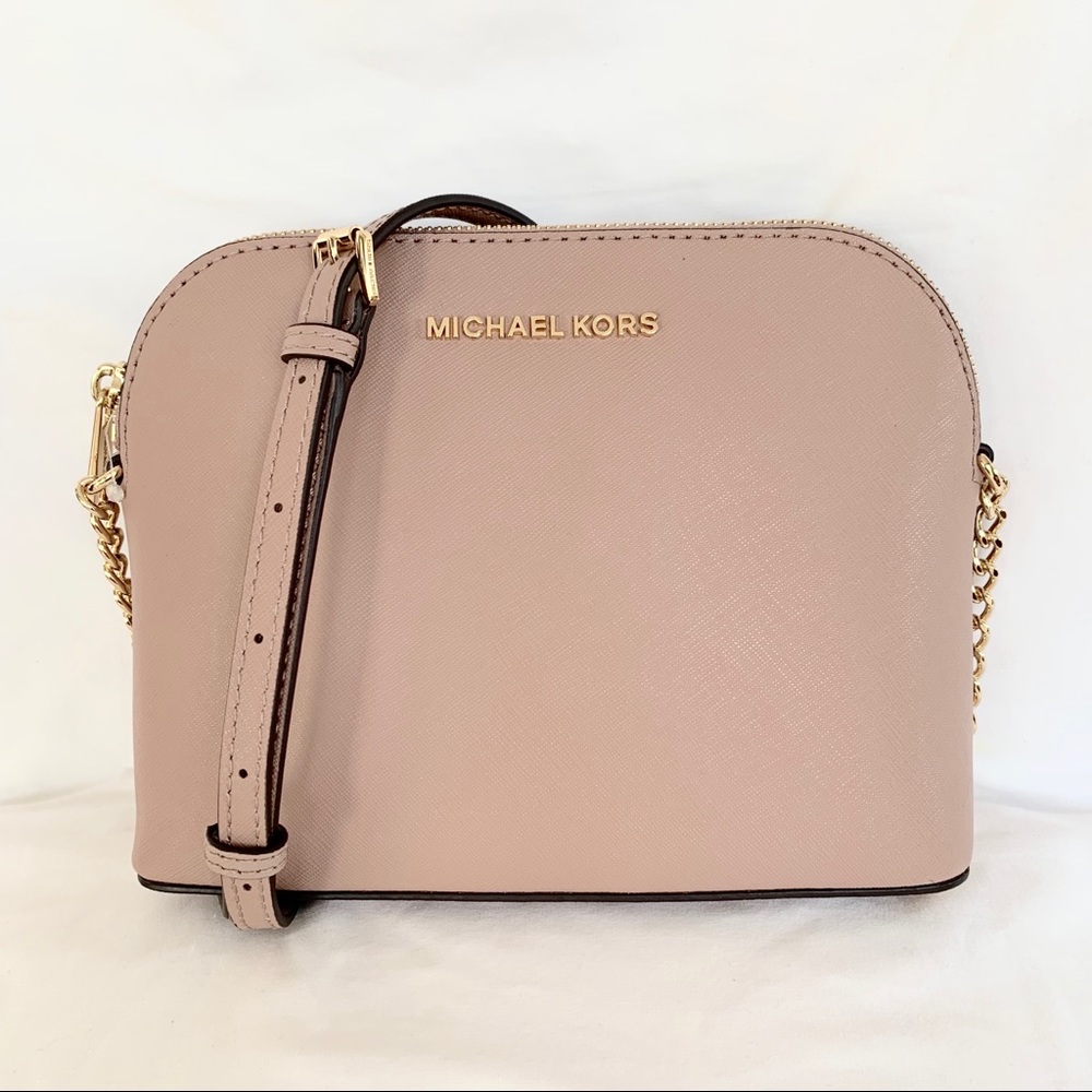 NWT authentic MK leather Cindy Dome crossbody fawn - Picture 2 of 6